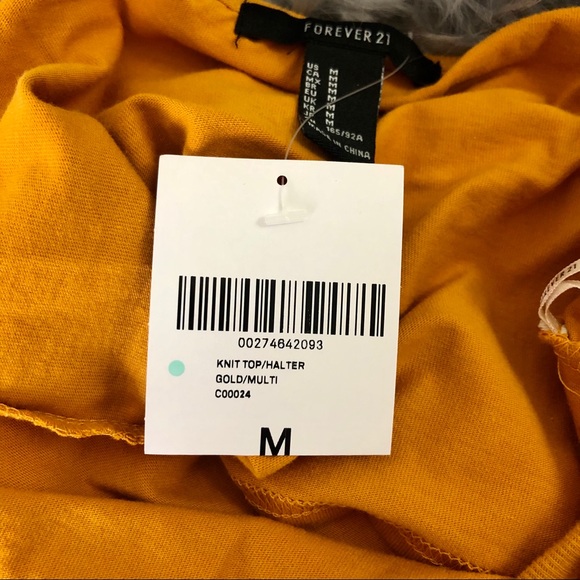 Adorable orange gold halter top with stripe accent - Picture 2 of 4